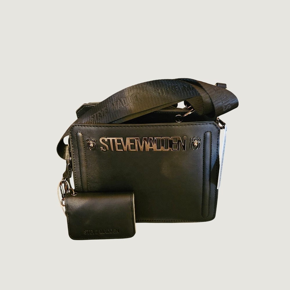 Steve Madden Black Crossbody Bag Spider Satchel w Coin Purse NWT Halloween Goth